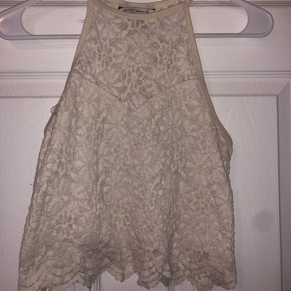 AEO White, Flowered Tank Top